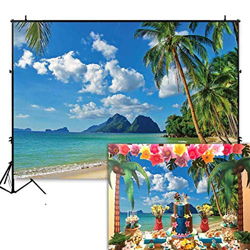 Yeele 6x6ft Tropical Beach Round Backdrop Summer Seaside Sand Beach Palm Leaves Photography Background Hawaiian Party Birthday Baby Shower Bridal Party Banner Wedding Photo Shoot Props