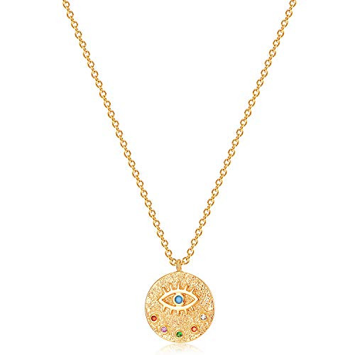 GUEMER Dainty Gold Evil Eye Necklace 