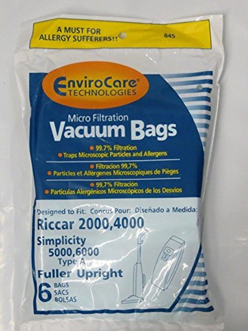 EnviroCare Riccar Vibrance Type A 2000 4000 Simplicity 5000 6000 Bags A845 