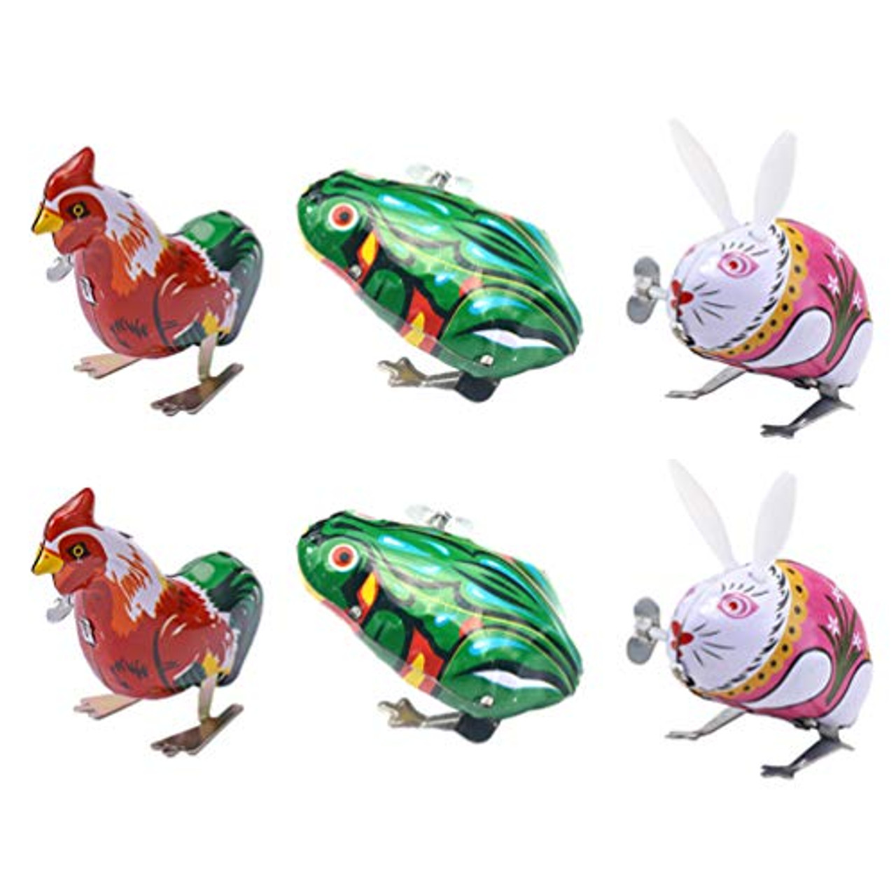 2x JUMPING BUNNY & CHICK Kids Clockwork Toy Birthday Gift Easter Bag Filler Toys 