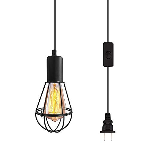 Industrial Metal Cage Plug in Pendant 