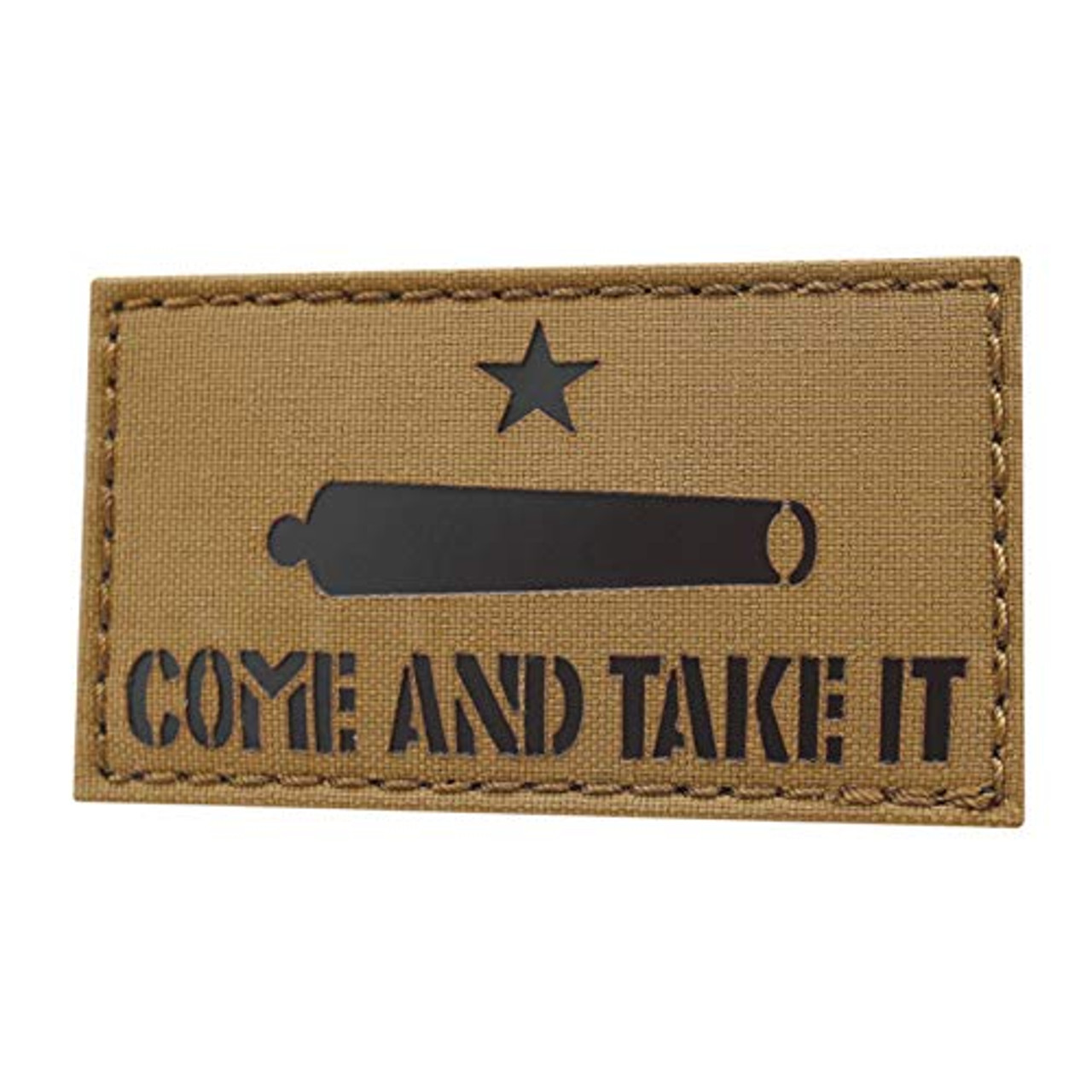 TEXAS REVOLUTION IRON-ON EMBROIDERED GONZALES GUN COME AND TAKE IT FLAG PATCH 