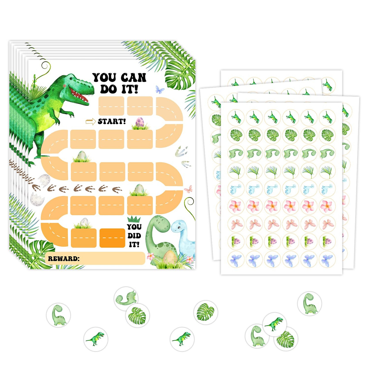Behavior Reward Chart for Toddlers Boys Girls, You Can Do It, Dinosaur ...