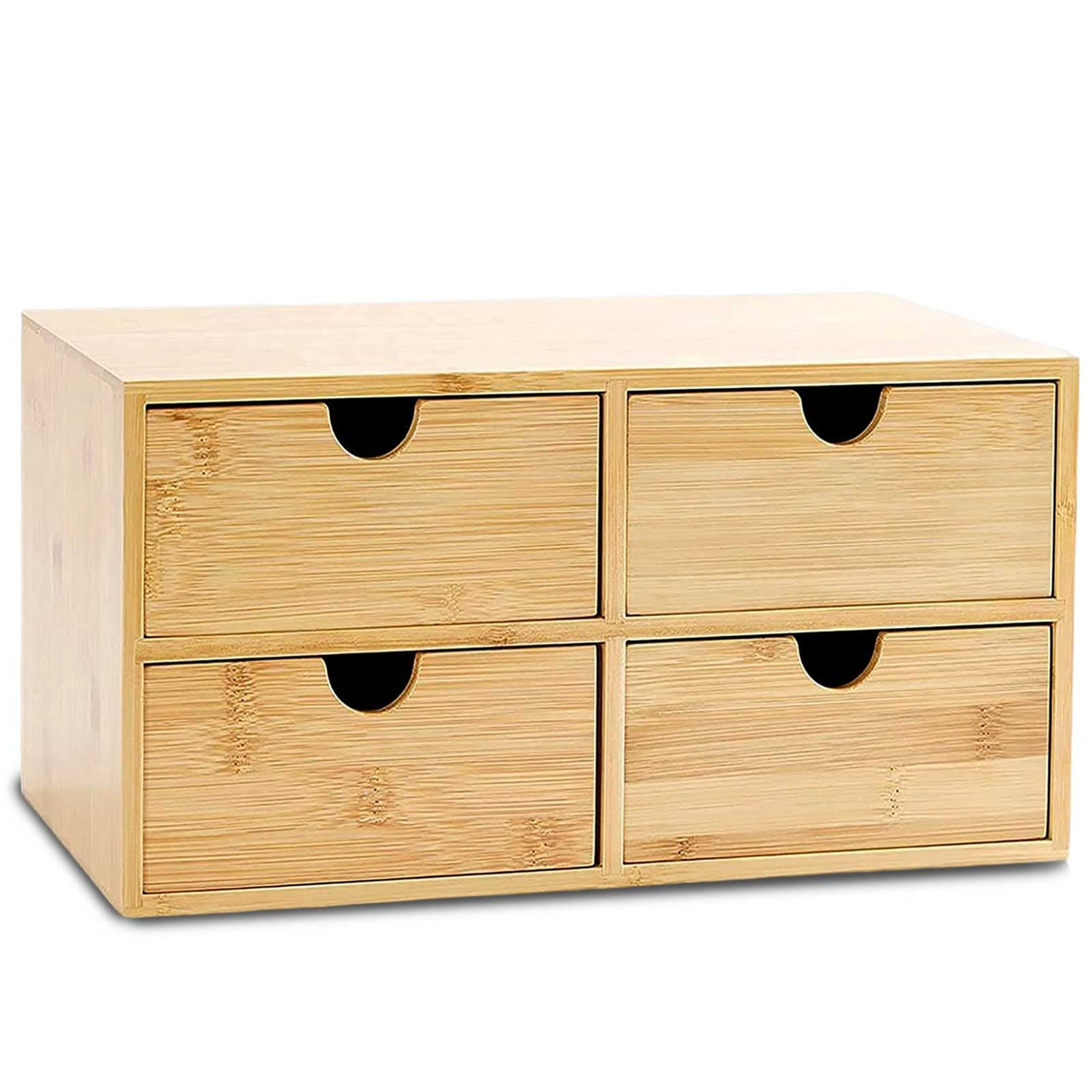 Wisdture Bamboo Desktop Organizer with Drawers,Bamboo Storage Box With ...