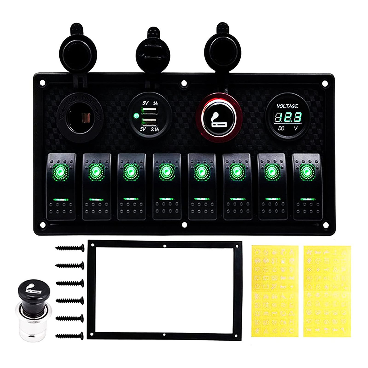 KAOLALI 8 Gang Rocker Switch Panel 12V Marine Switch Panel Waterproof ...