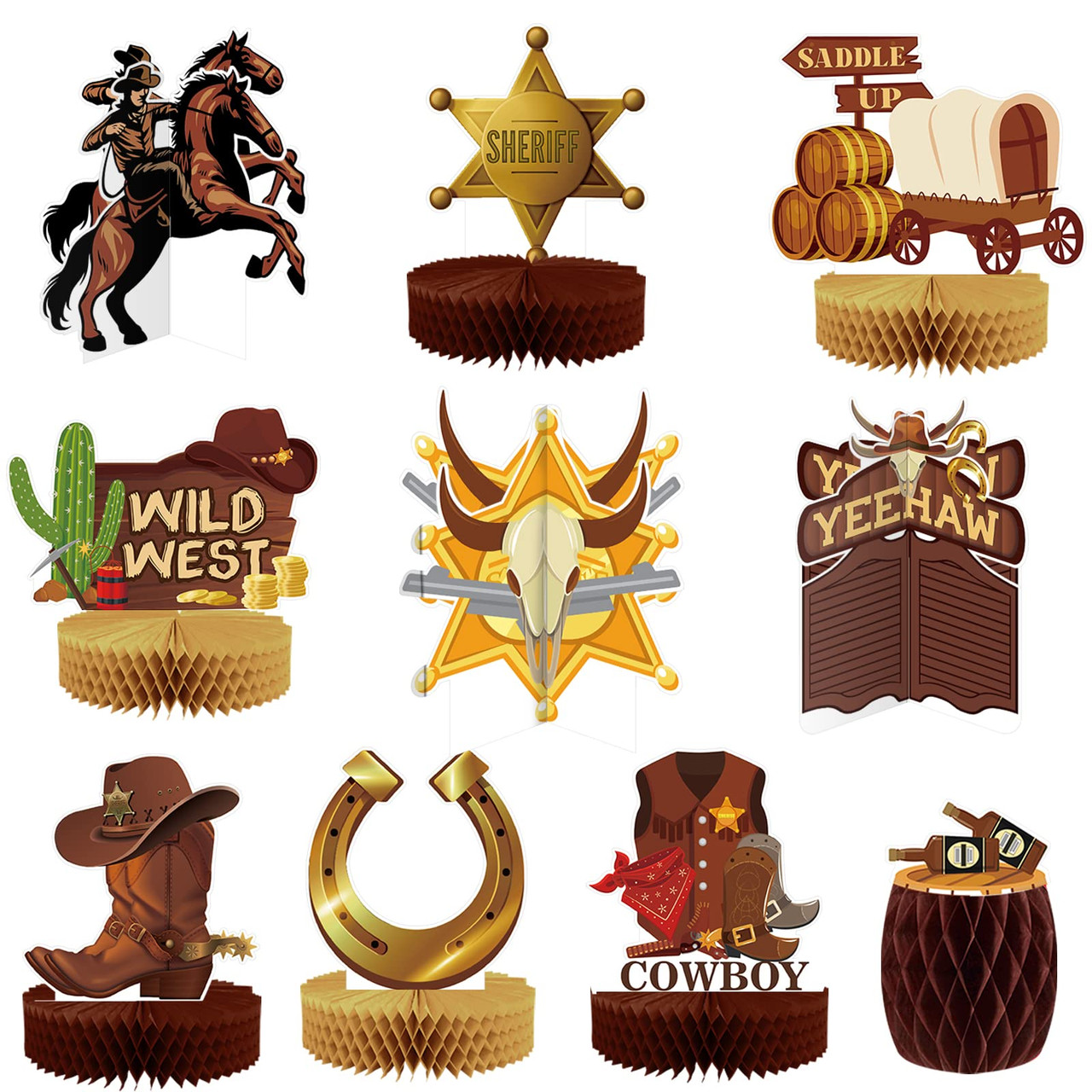 10 Pcs Western Cowboy Honeycomb Centerpieces Wild West Party 10-pcs-western-cowboy-honeycomb-centerpieces-wild-west-party