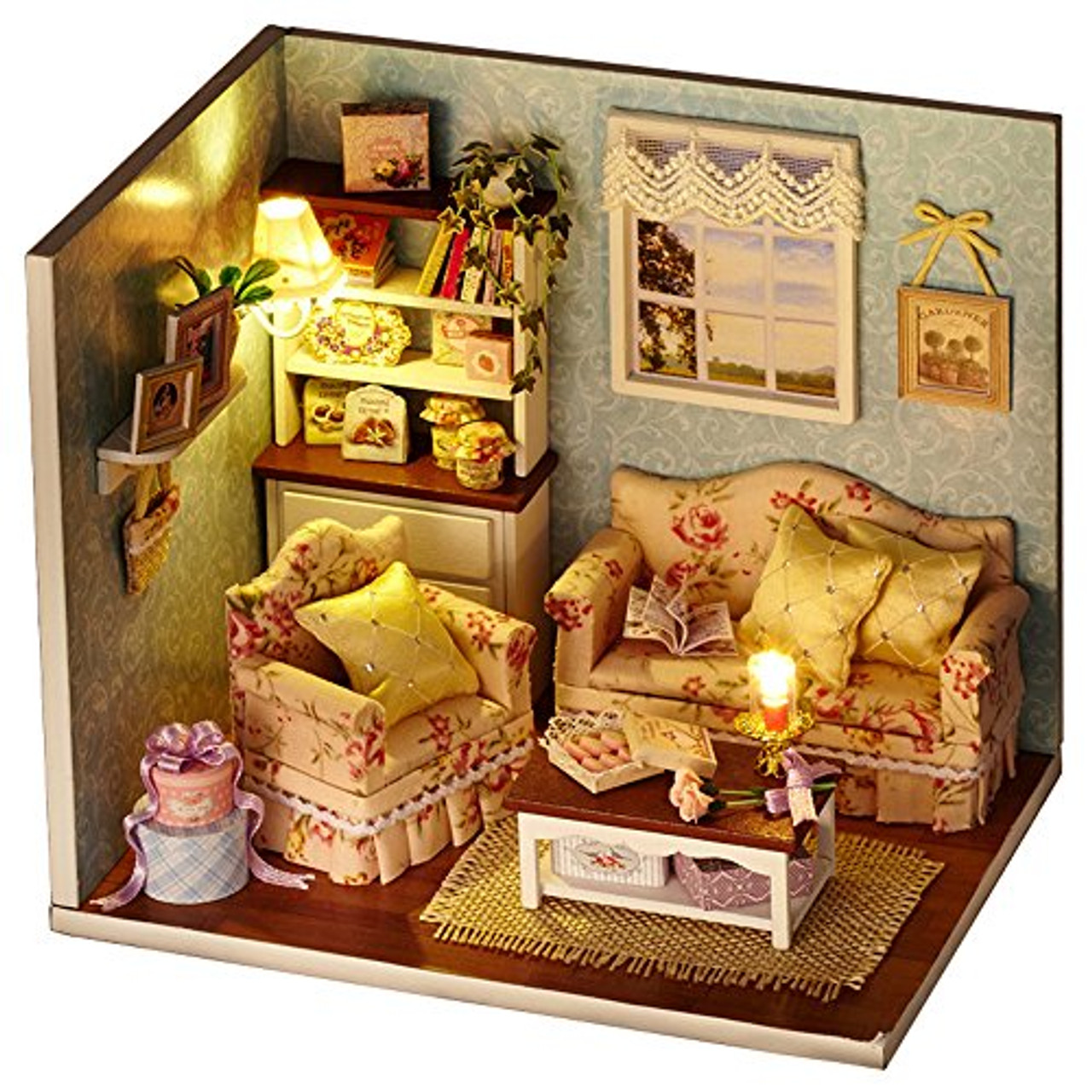 Spilay Diy Miniature Dollhouse Wooden Furniture Kit Handmade Mini Home Model With Dust Cover Music Box 1 24 Scale Creative Doll House Toys For