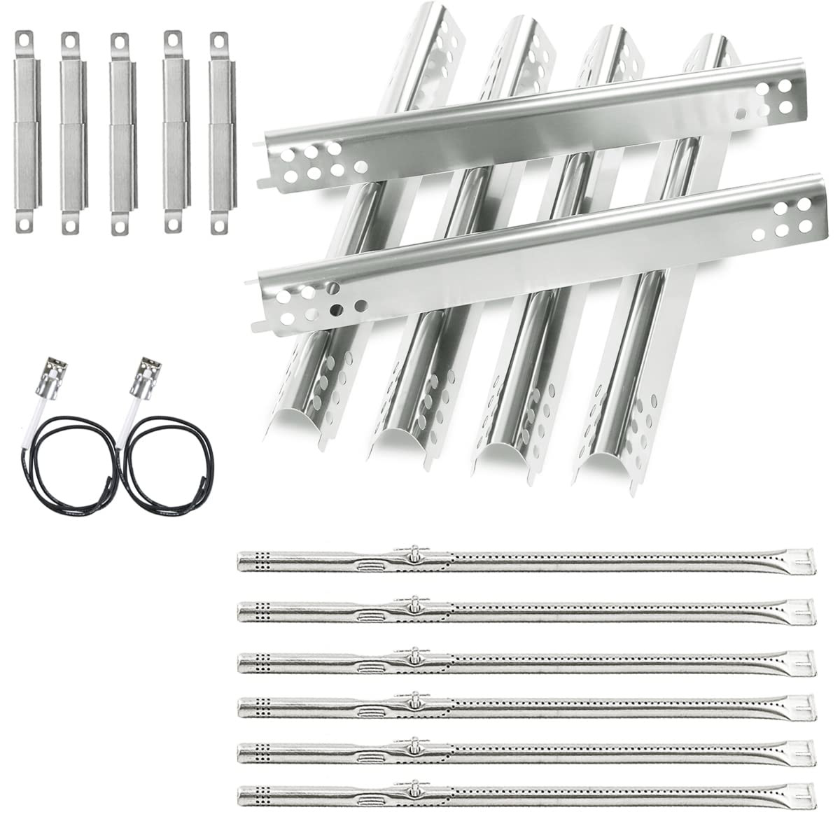 Grill-Ersatzteile Set Für Charbroil Performance (4,5,6 Brenner) | Inkl. Brenner, Heizplatten, Crossover-Rohre & Zünder | Kompatibel Mit Vielen Modellen