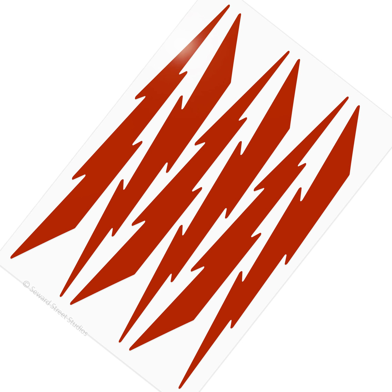 Set of 6 Red Lightning Vinyl Decals, Lightning Motorcycle Helmet ...