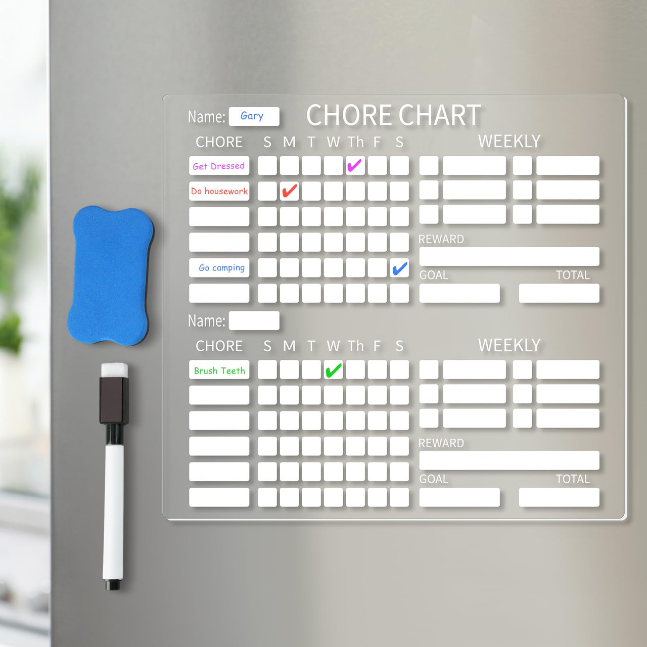 Acrylic Chore Chart for Kids Magnetic Chore Chart Clear Acrylic Dry ...