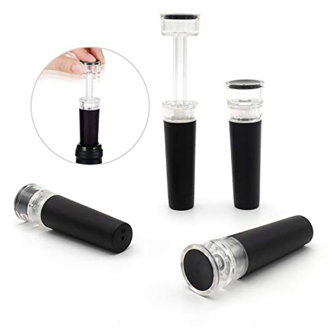 Haus & Garten 2 Stoppers Black Reusable Bottle Vacuum Wine Sealer ...