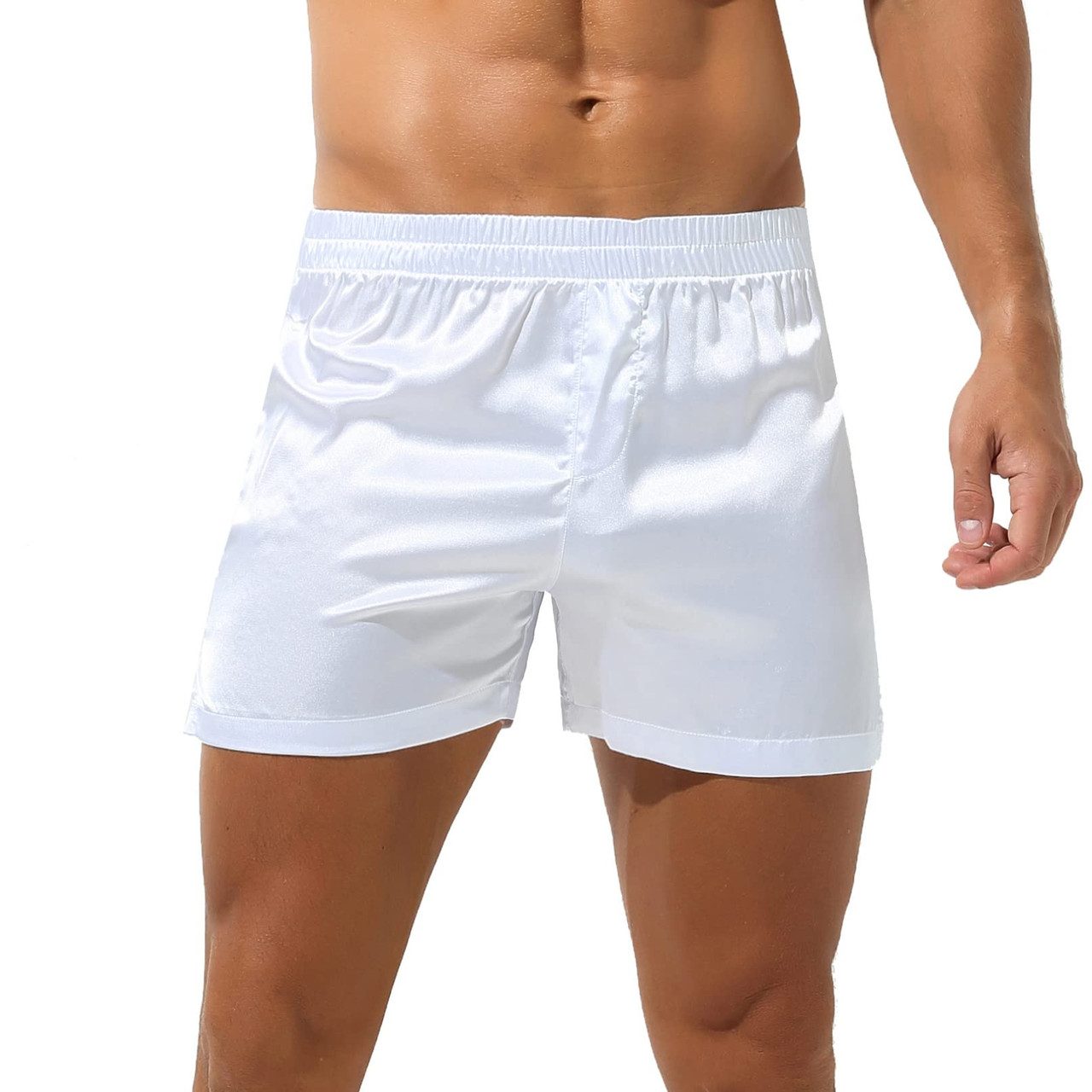 Boxer Corti In Seta Satinata Da Uomo – Pigiama E Intimo, Traspiranti, Taglia Regolare