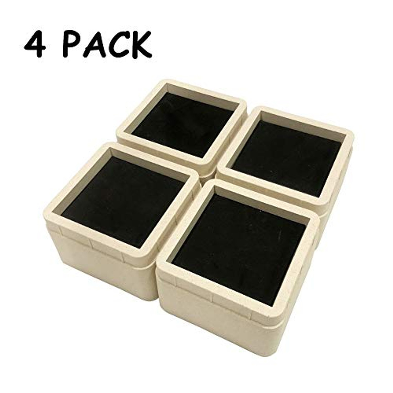 adjustable bed risers furniture risers 3 inch  4 pack square shaped  stackable heavy duty risers for sofa table chair couch dorms  new  bamboo and