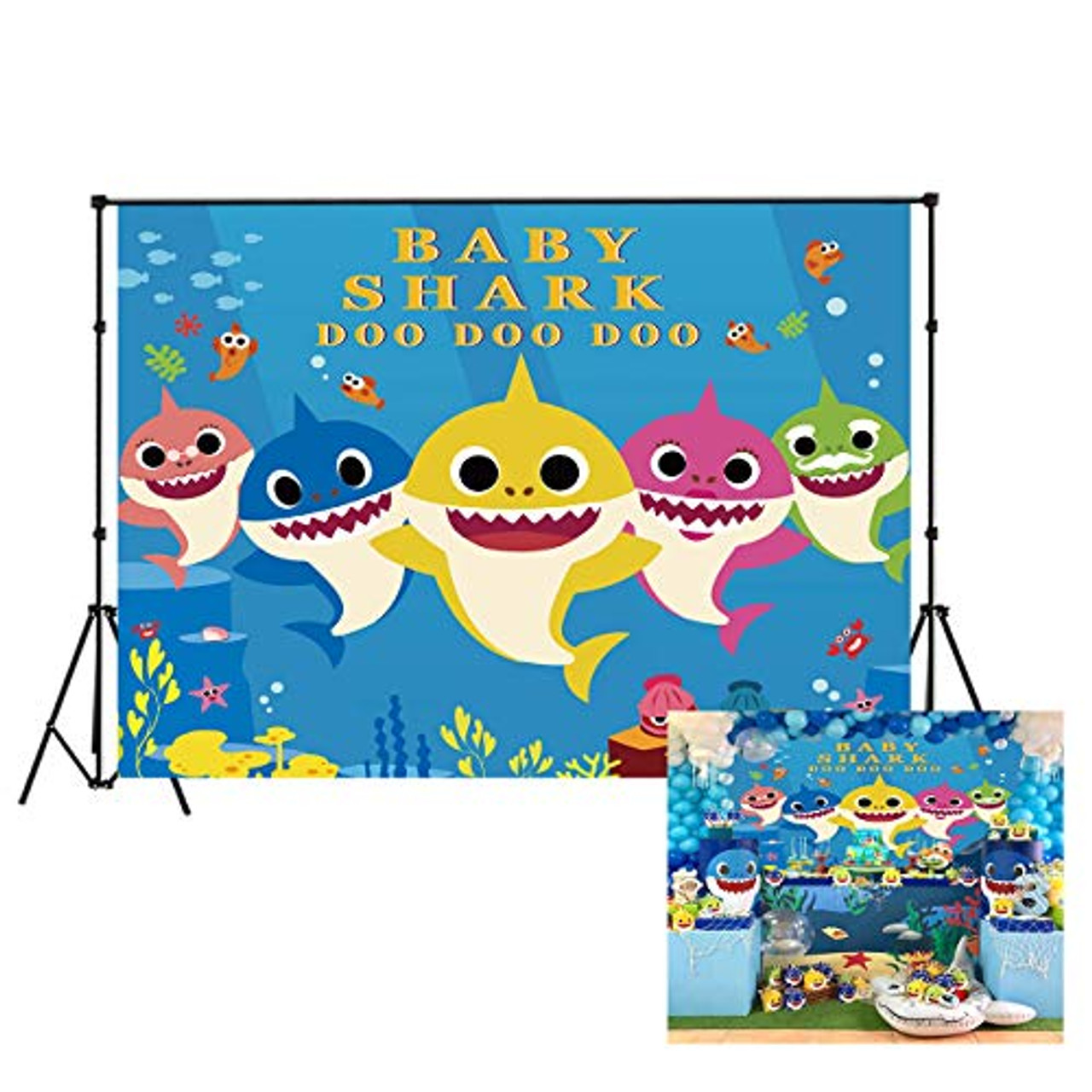 LB Sea Baby Shark Backdrop 7x5ft Vinyl Underwater World Photo Backdrop
