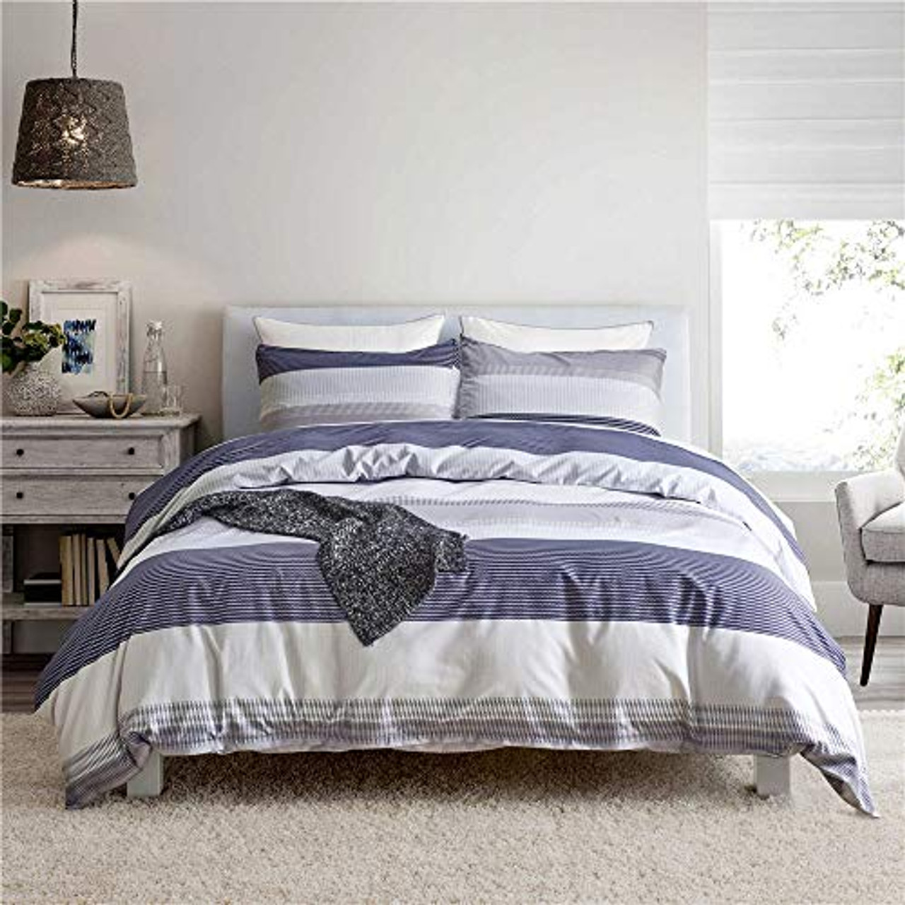 blue stripe twin duvet cover