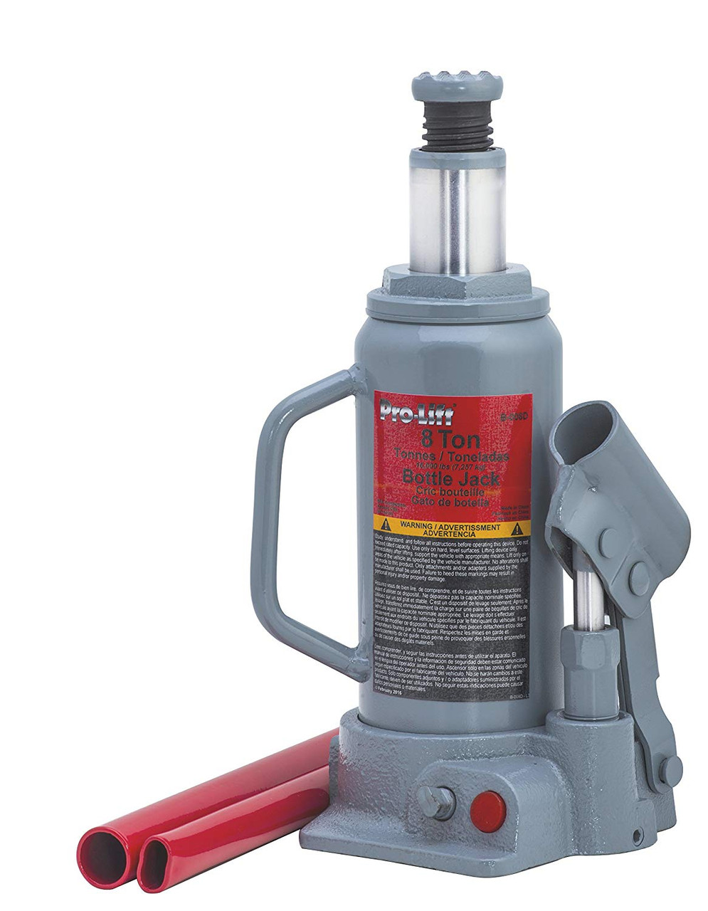 Pro-Lift B-008D Grey Hydraulic Bottle Jack - 8 Ton Capacity ...