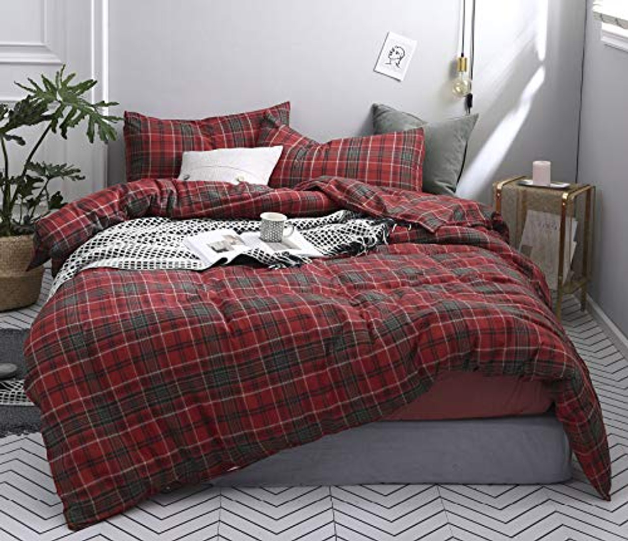 flannel plaid duvet cover queen