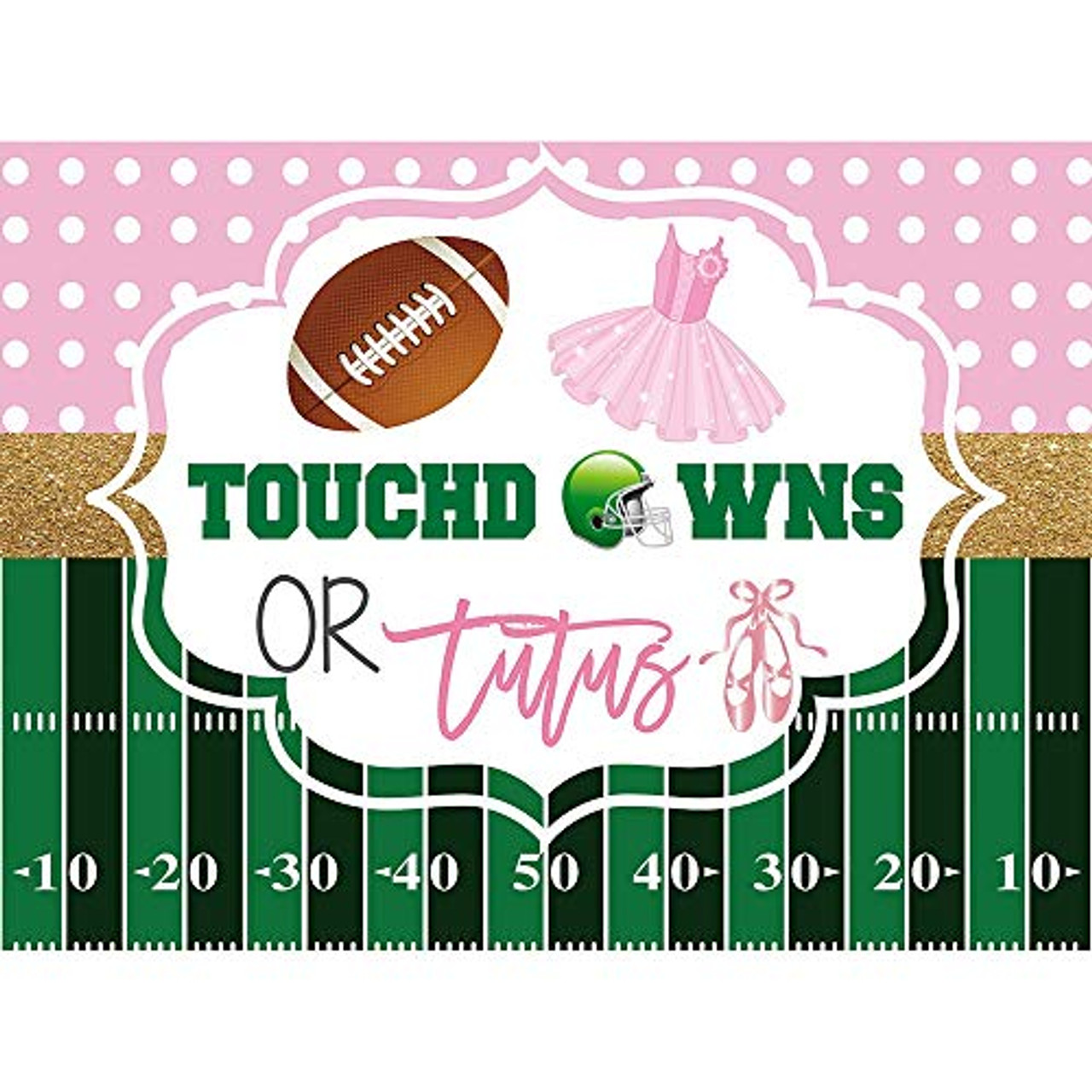 Funnytree 7x5ft Touchdowns and Tutus Gender Reveal Backdrop Girl or Boy Pink ... 