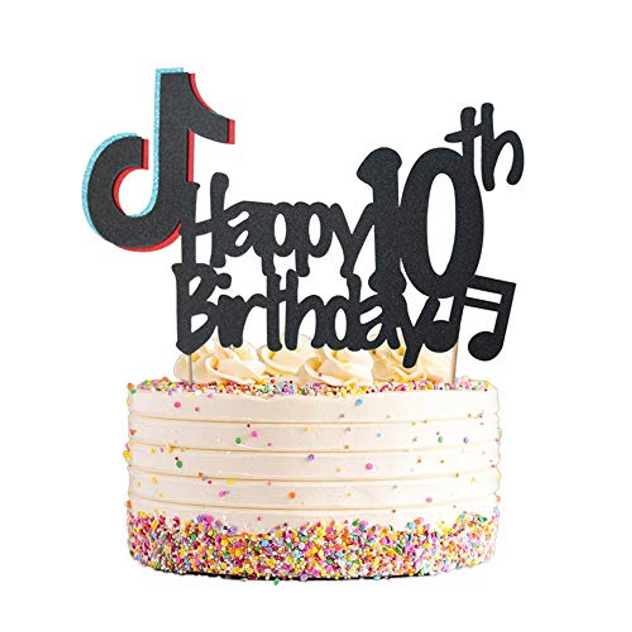 Tik Tok Cake Topper 10 Glitter 10th Tik Tok Happy Birthday Cake Topper