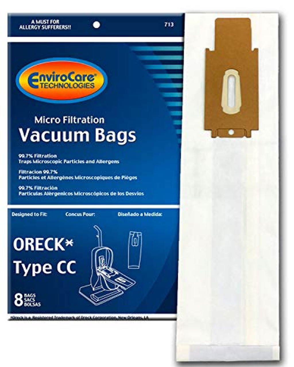 CCPK8DW Green Double Wall FILTRATION For Oreck XL Upright Vacuum Bags Type CC 