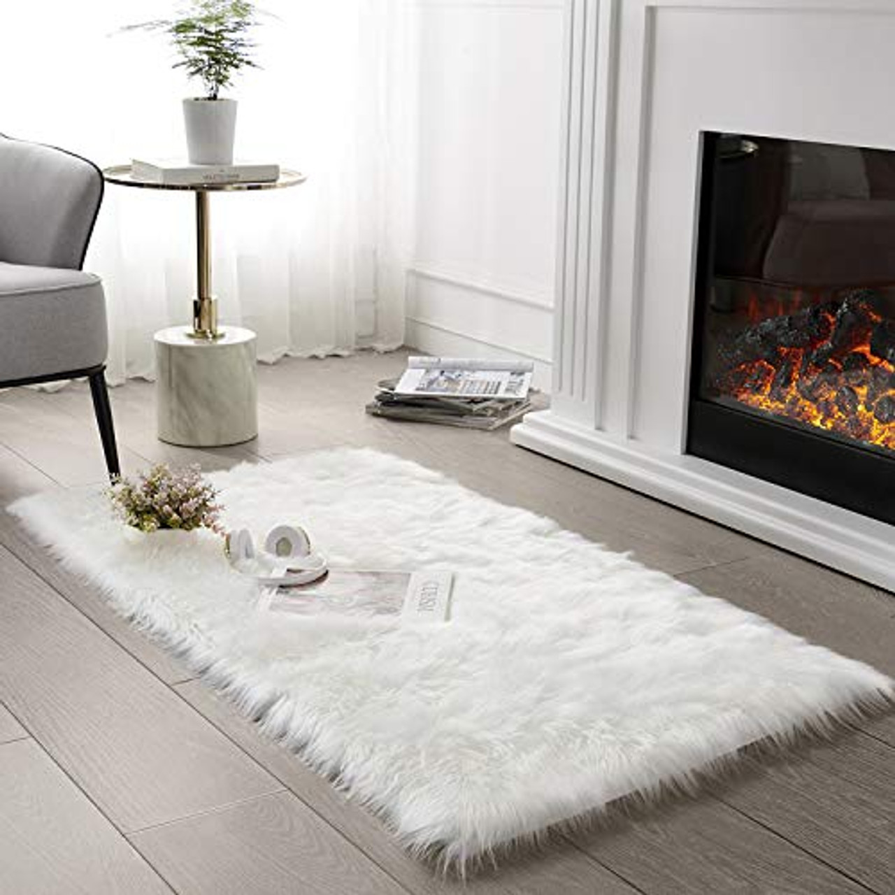 Super Soft White Fluffy Rug Faux Fur Area Rug Fuzzy Carpe Fur Rugs For Bedroom 