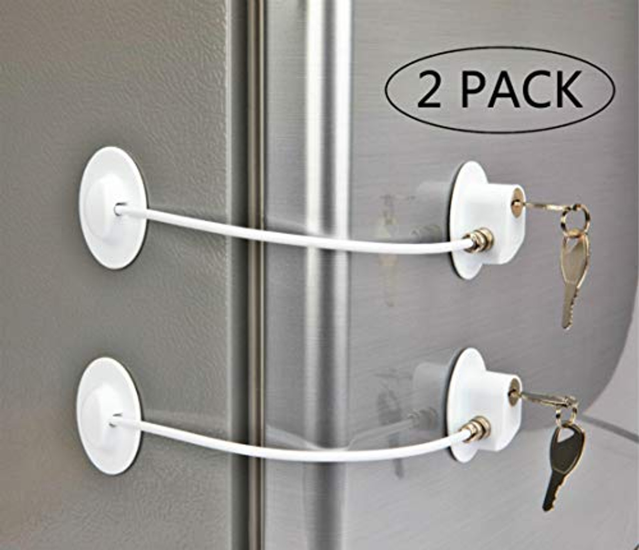 File Drawer Lock 2 Pack Refrigerator Door Locks with 4 Keys Freezer and Child 