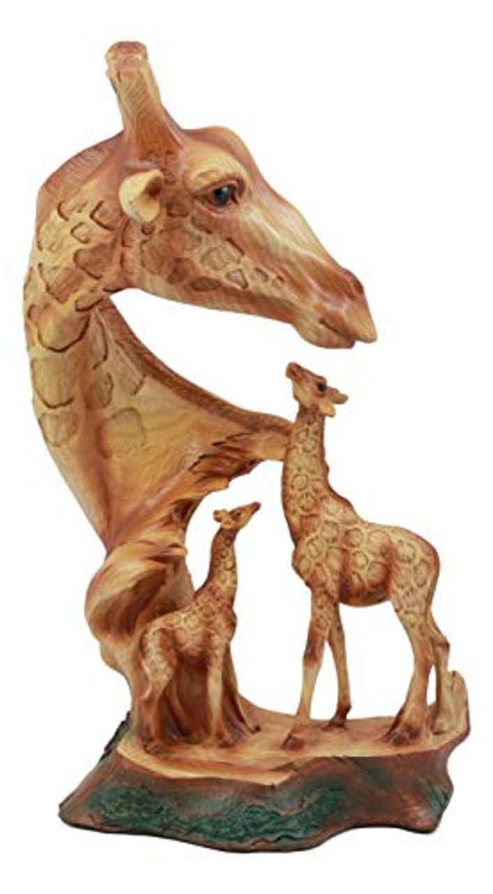 Small Giraffe Bust Faux Wood Look Figurine Resin 4" High New! 
