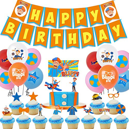 Blippi Party decoration Pack Includes Blippi Banner Cake Topper 24