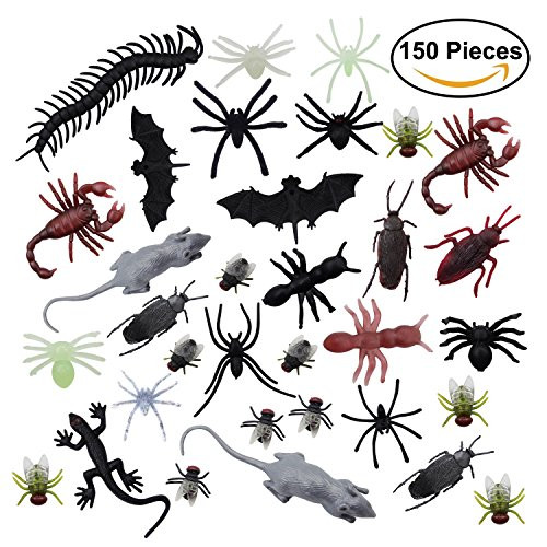 150 Pieces Halloween Plastic Realistic Bugs Assorted Realistic Insects ...