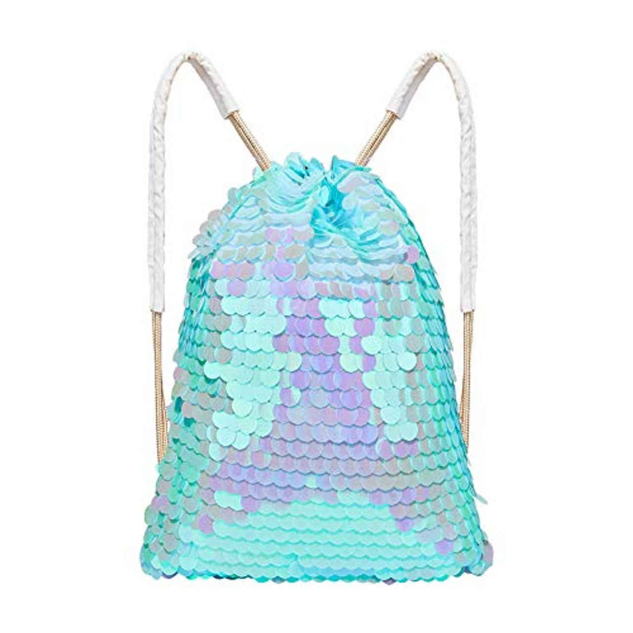 ICOSY Mermaid Sequin Bag Magic Reversible Sequin Drawstring Backpack Glitter Dance Bags Flip Sequins Backpack Bags Shining Sports Backpack for Kids Adults 35x45cm 