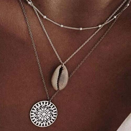 Evazen Boho Seashell Layered Necklace 