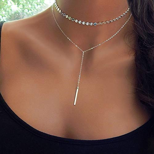Hannah Boho Sequins Necklace Silver 