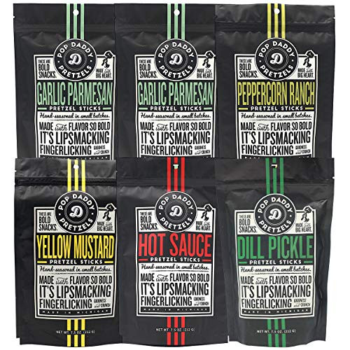 Pop Daddy Pretzel Sticks Variety Pack 6 count Warehousesoverstock