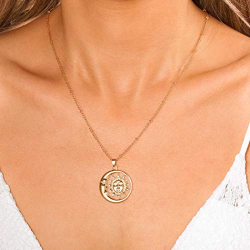 Jovono Bohe Sun Necklace Moon Pendant 
