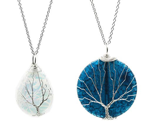HEDQFM 2pcs Handmade Wire Wrap Pendant 