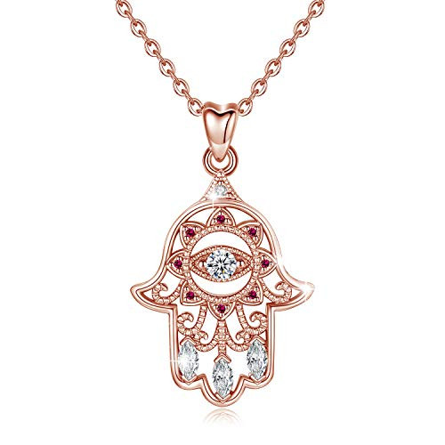 EUDORA Sterling Silver Hamsa Necklace 