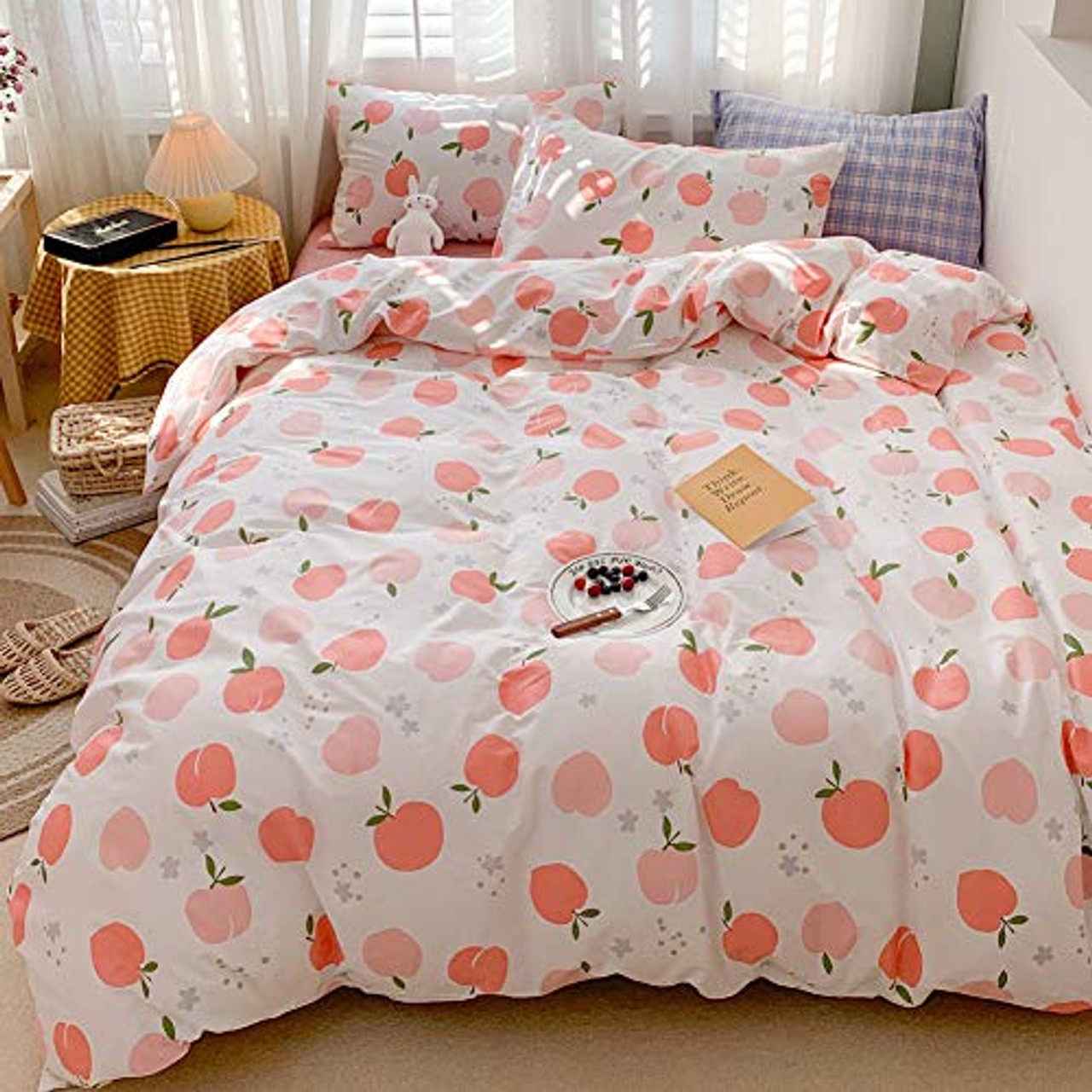 peach print duvet cover