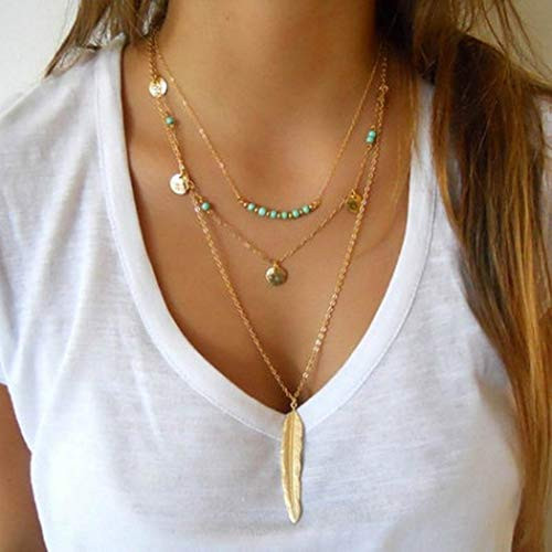 Ronglia Boho Layered Turquoise Necklace 