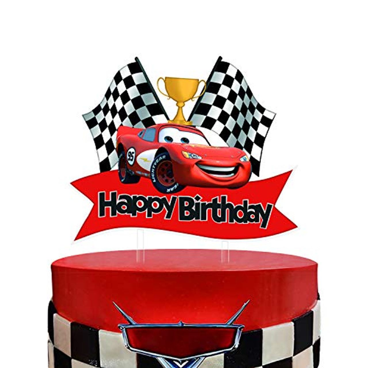 Disney Pixar Cars Lightning McQueen 2 Edible Birthday Cake Topper