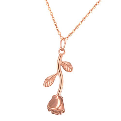 3D Rose Flower Long Pendant Necklaces 