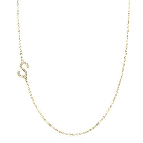 Gold Sideways Initial Necklace 14K Gold 