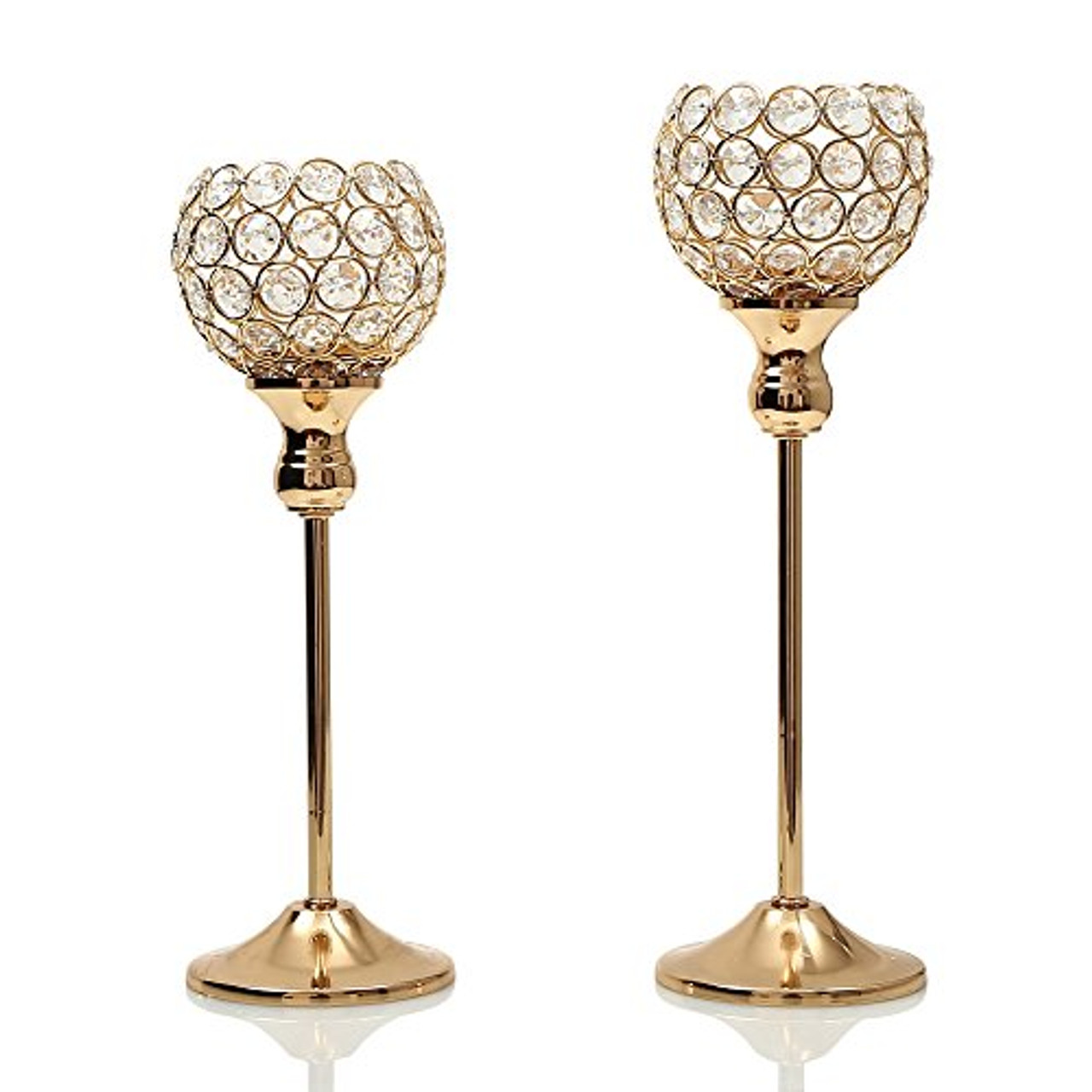 VINCIGANT Gold Crystal Candle Holders Coffee Table Decorative