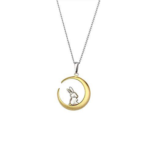 Cute Bunny Rabbit On The Moon Pendant 