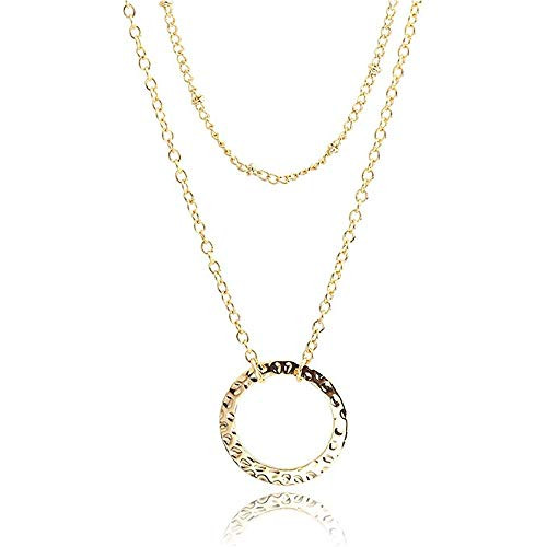 Dainty Circle Layered Pendant Necklace 