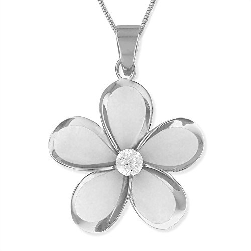 Sterling Silver 23mm Plumeria Pendant 