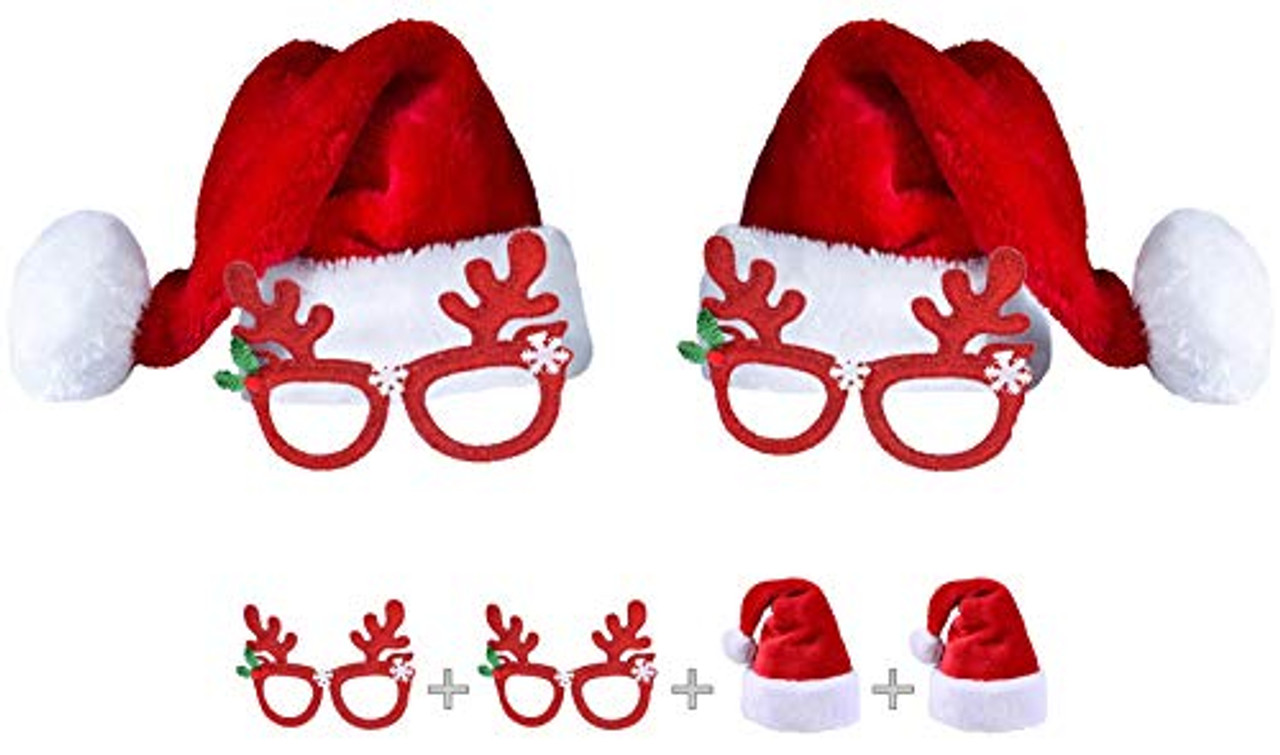 christmas hats and glasses