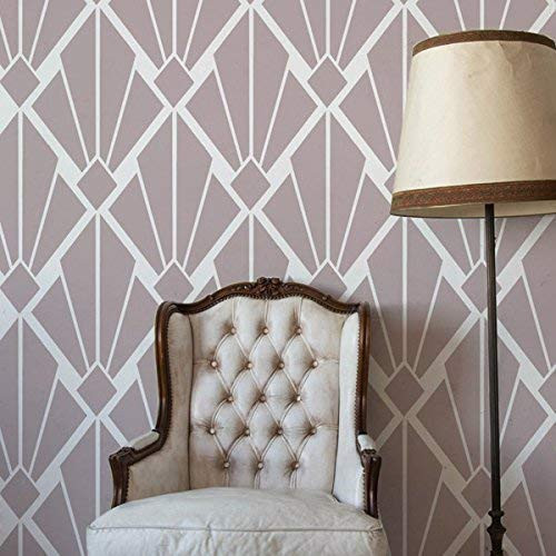 Art Deco Vintage Diamond Pattern Stencil Home Wall Decorating Art and