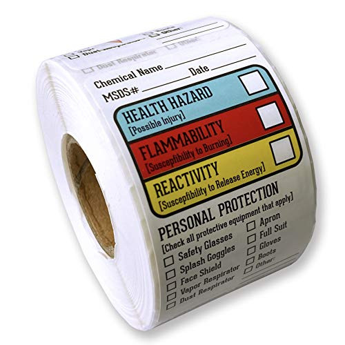 FirstZi Self Adhesive 1.5 x2.5 SDS MSDS Safety Stickers for Chemical