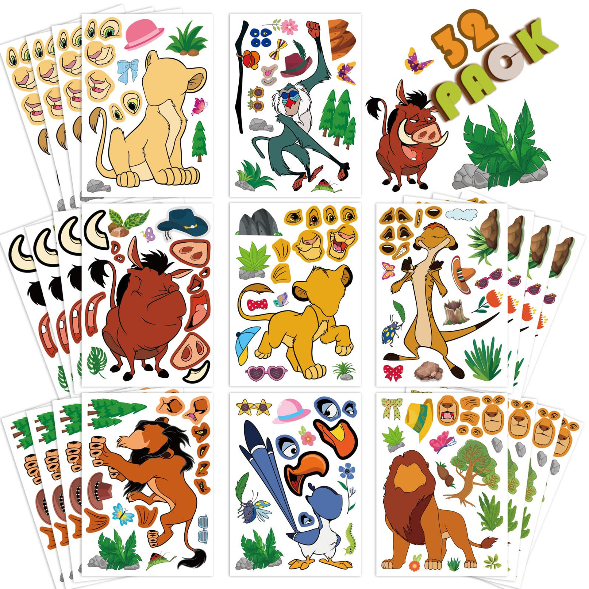 32 Pcs Lion King Stickers for Kids,Lion King Party Favors for Lion King