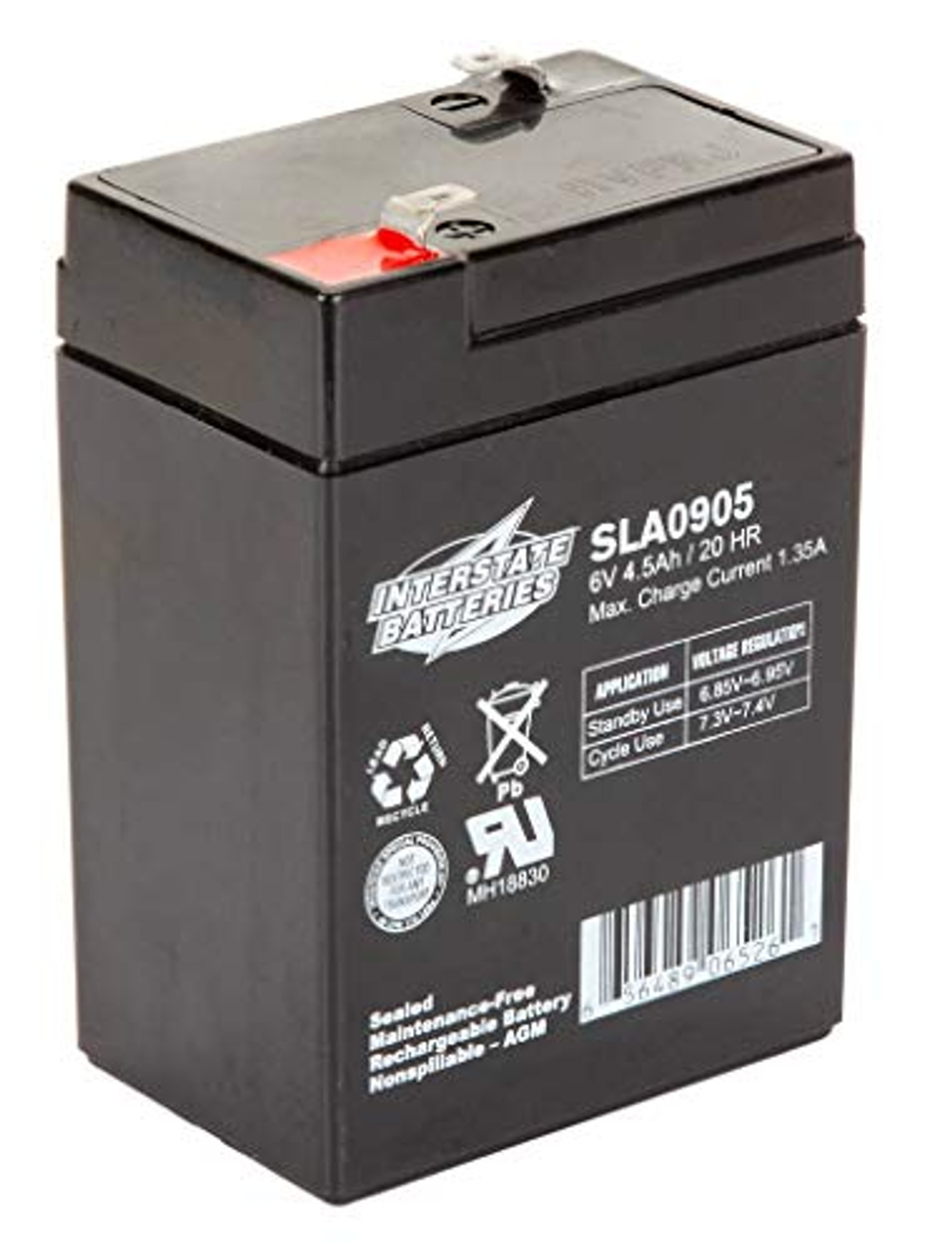 Interstate Batteries 6v 45ah Sealed Lead Acid Sla Battery Agm 187 Faston Spade Terminals Sla0905